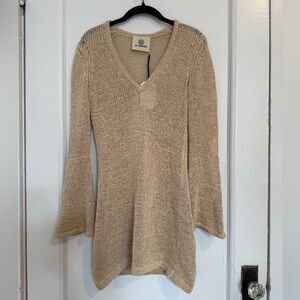 Attersee The Knit long sleeve mini dress in straw melange